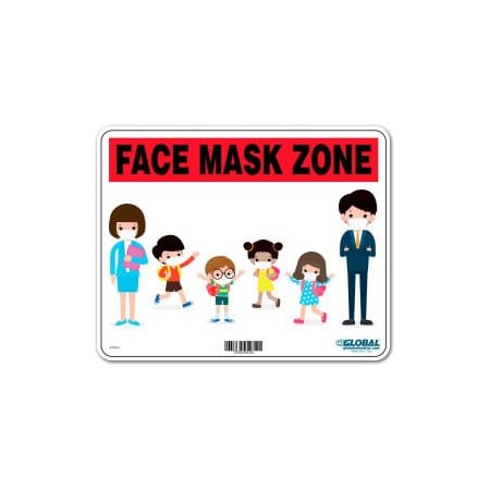 The Magnet Group GEC 8482; Face Mask Zone Sign, 10"W x 8''H, Plastic CP005829